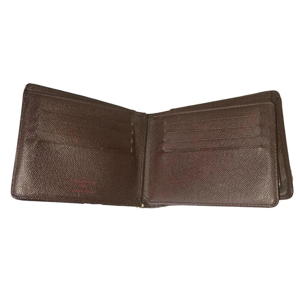 LOUIS VUITTON Damier Ebene Portefeiulle Florin Bifold Brown Wallet w ID Holder